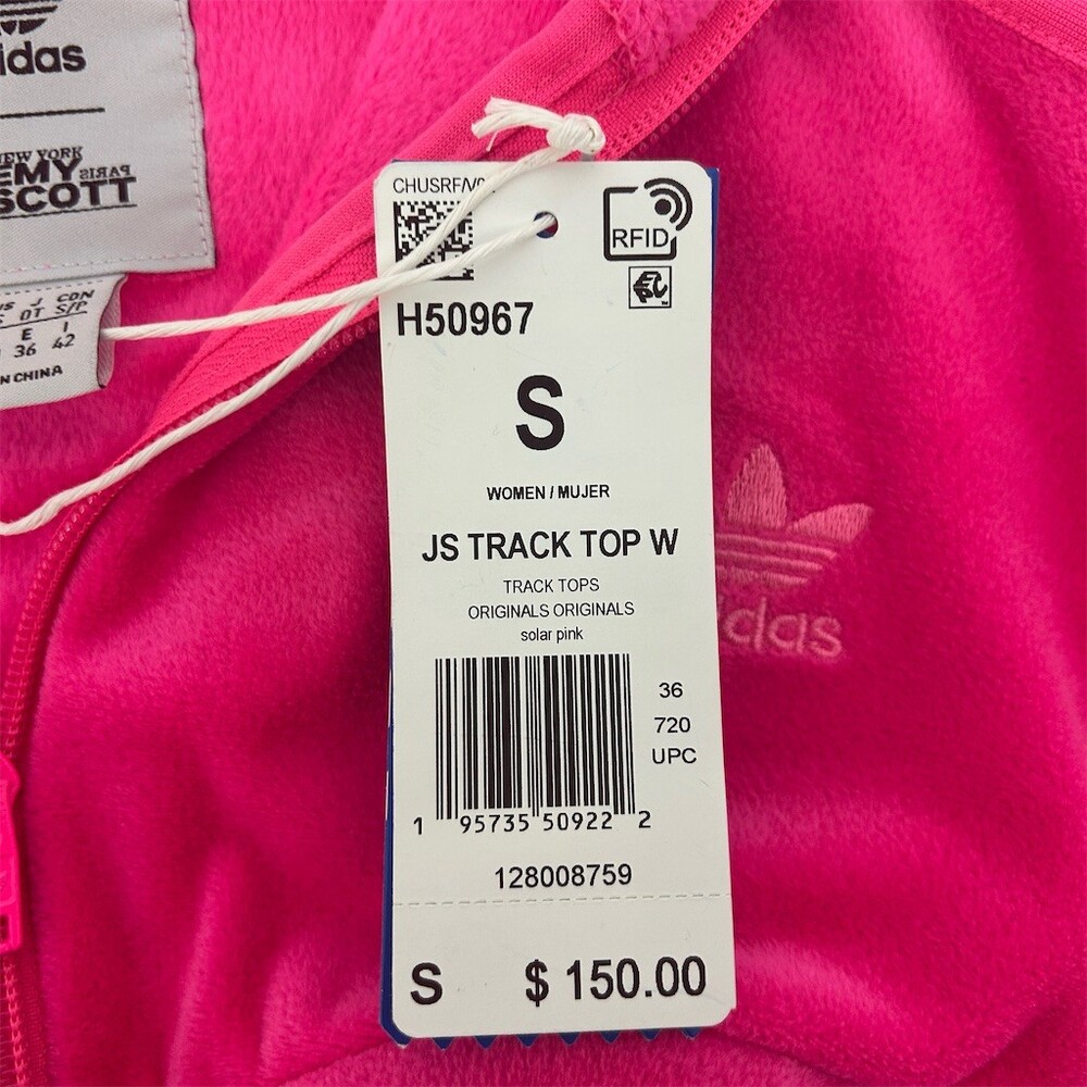 Adidas x Jeremy Scott Cropped Bustier Pink Velour Zip Track Jacket New Preppy, S - Picture 11 of 15